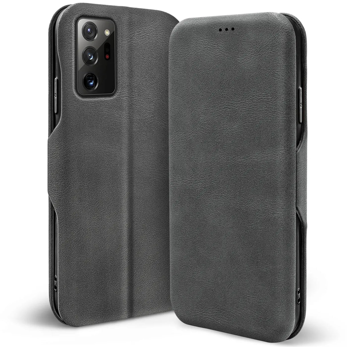 Robuste Klapphülle für Samsung Galaxy Note 20 Ultra mit Magnetverschluss in Grau