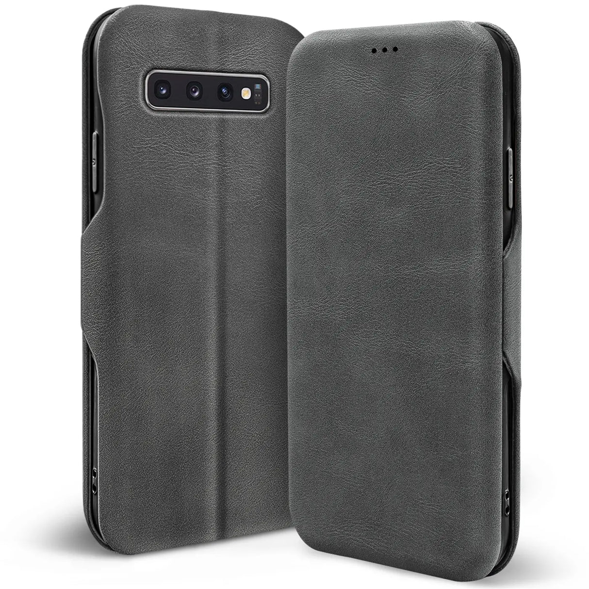 Robuste Klapphülle für Samsung Galaxy S10 mit Magnetverschluss in Grau