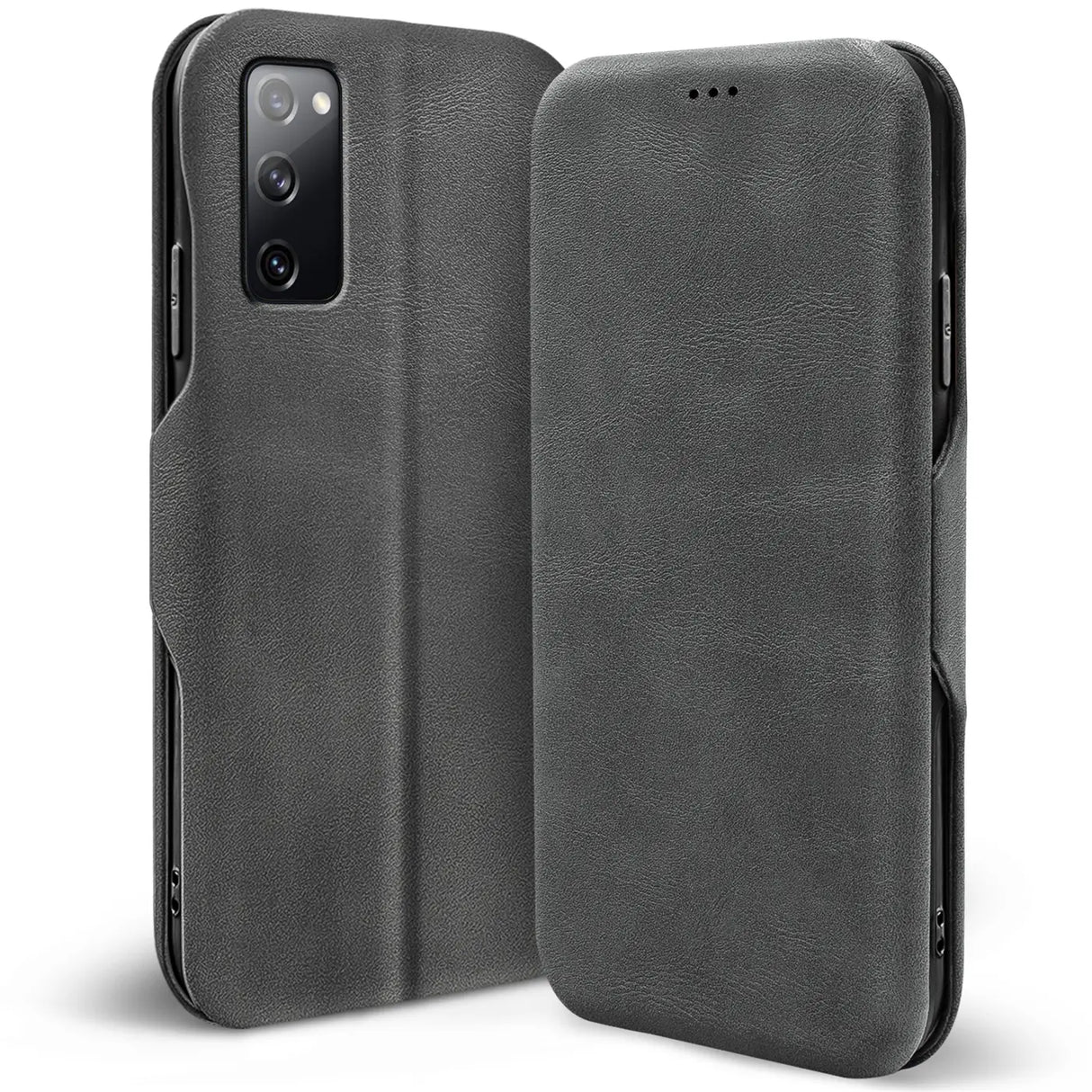 Robuste Klapphülle für Samsung Galaxy S20 FE mit Magnetverschluss in Grau
