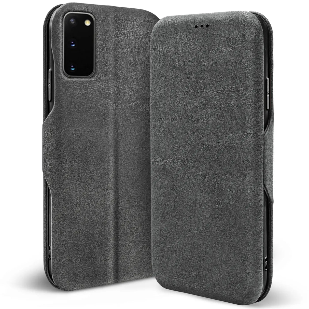 Robuste Klapphülle für Samsung Galaxy S20 mit Magnetverschluss in Grau