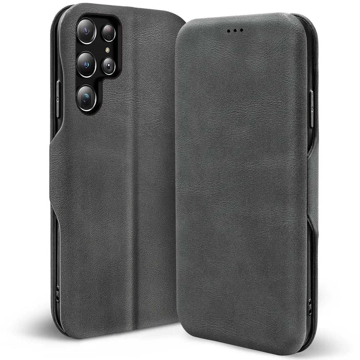 Robuste Klapphülle für Samsung Galaxy S25 Ultra mit Magnetverschluss in Grau