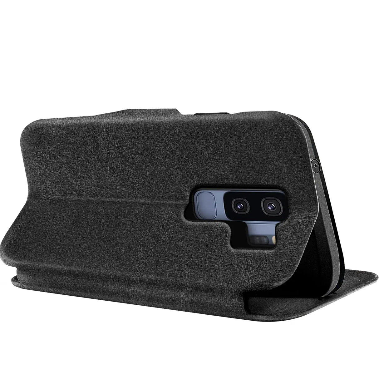 Robuste Klapphülle für Samsung Galaxy S9 Plus mit Magnetverschluss in Schwarz