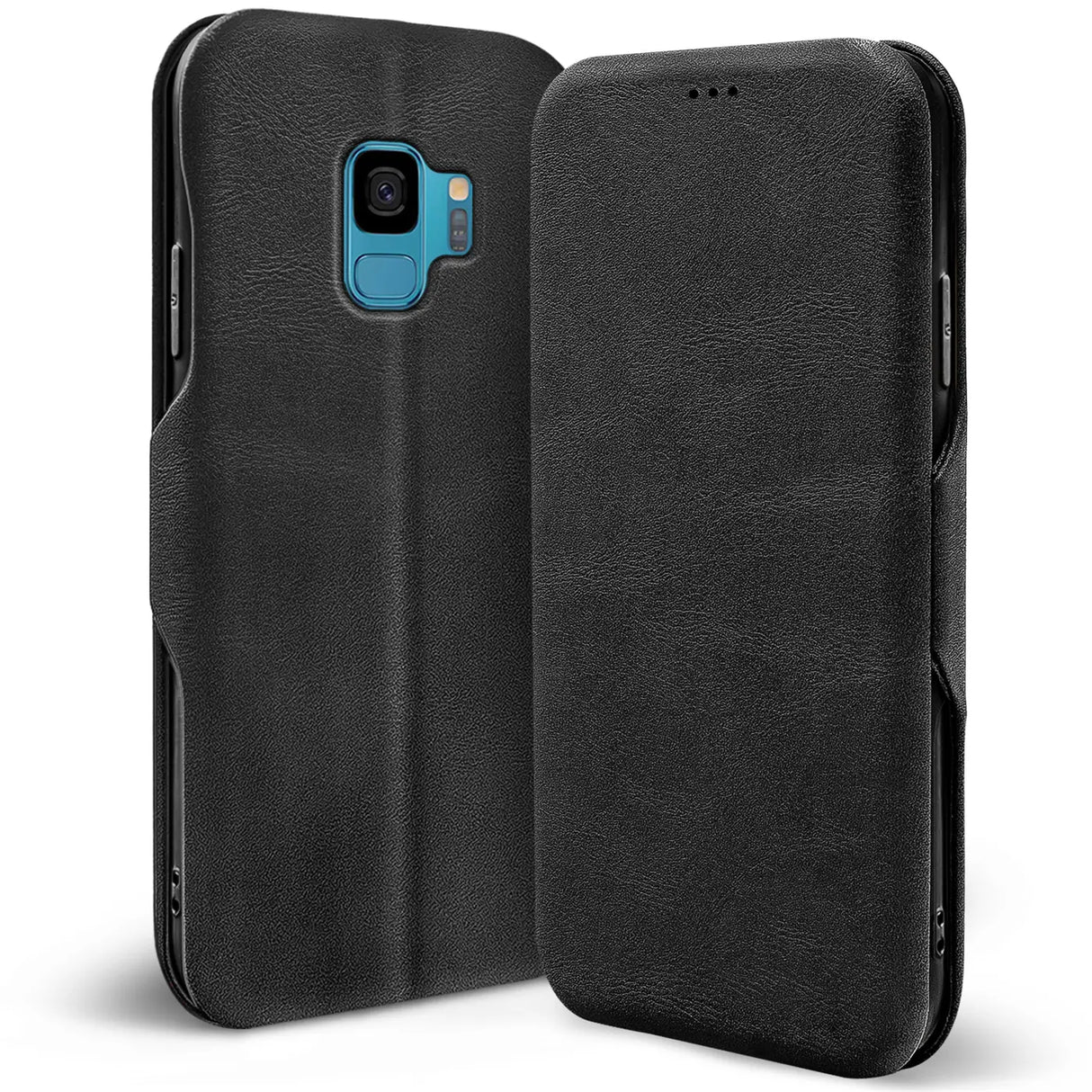 Robuste Klapphülle für Samsung Galaxy S9 mit Magnetverschluss in Schwarz