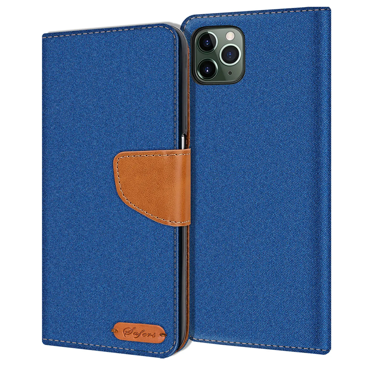 iPhone 11 Pro Max Klapphülle im Jeanslook mit Karten- und Geldfach