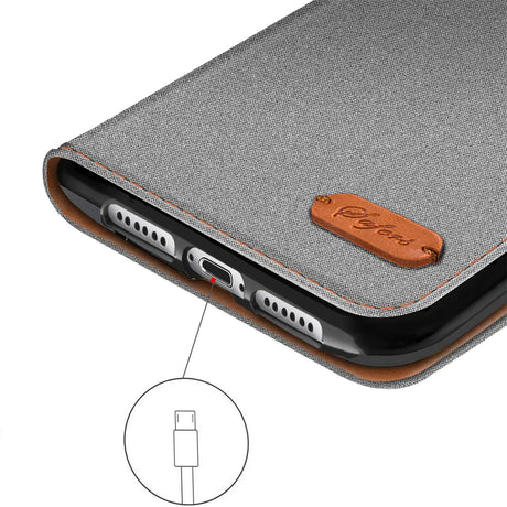 iPhone 11 Pro Max Klapphülle im Jeanslook mit Karten- und Geldfach