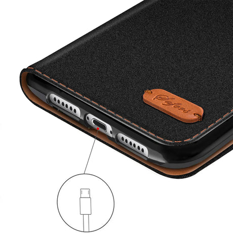 iPhone 11 Pro Max Klapphülle im Jeanslook mit Karten- und Geldfach