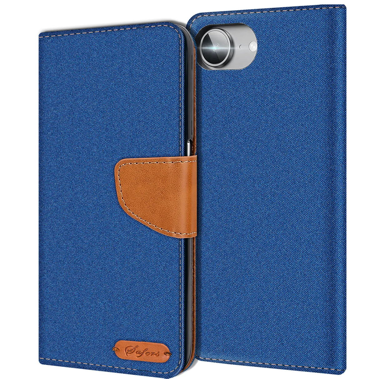 Apple iPhone 16e Klapphülle im Jeanslook mit Karten- und Geldfach
