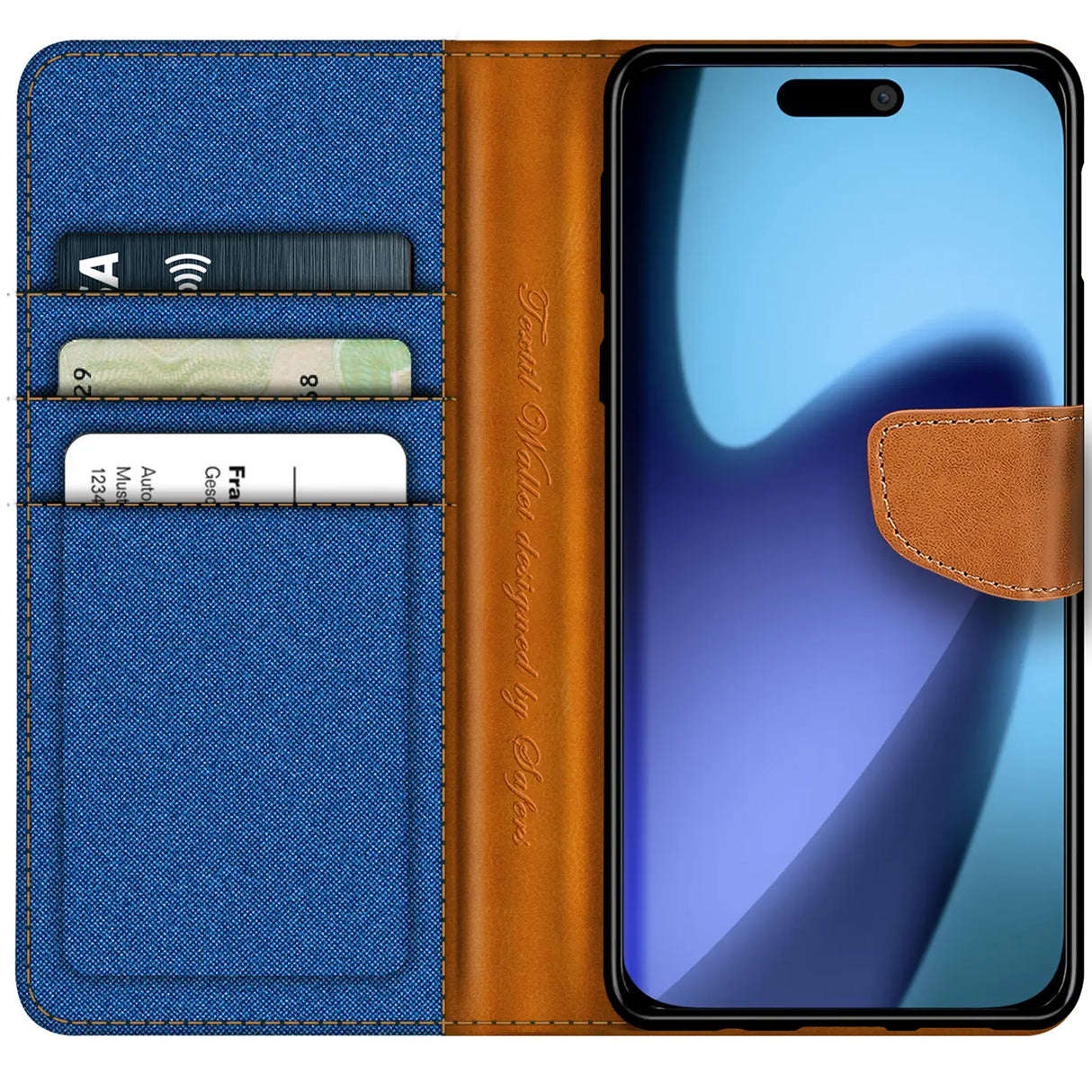 Apple iPhone 17 Air Klapphülle im Jeanslook mit Karten- und Geldfach