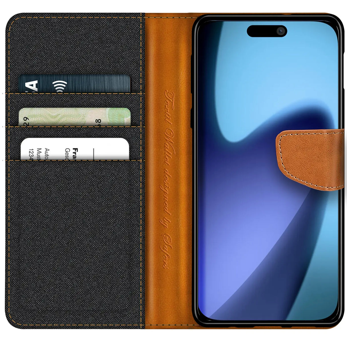 Apple iPhone 17 Air Klapphülle im Jeanslook mit Karten- und Geldfach