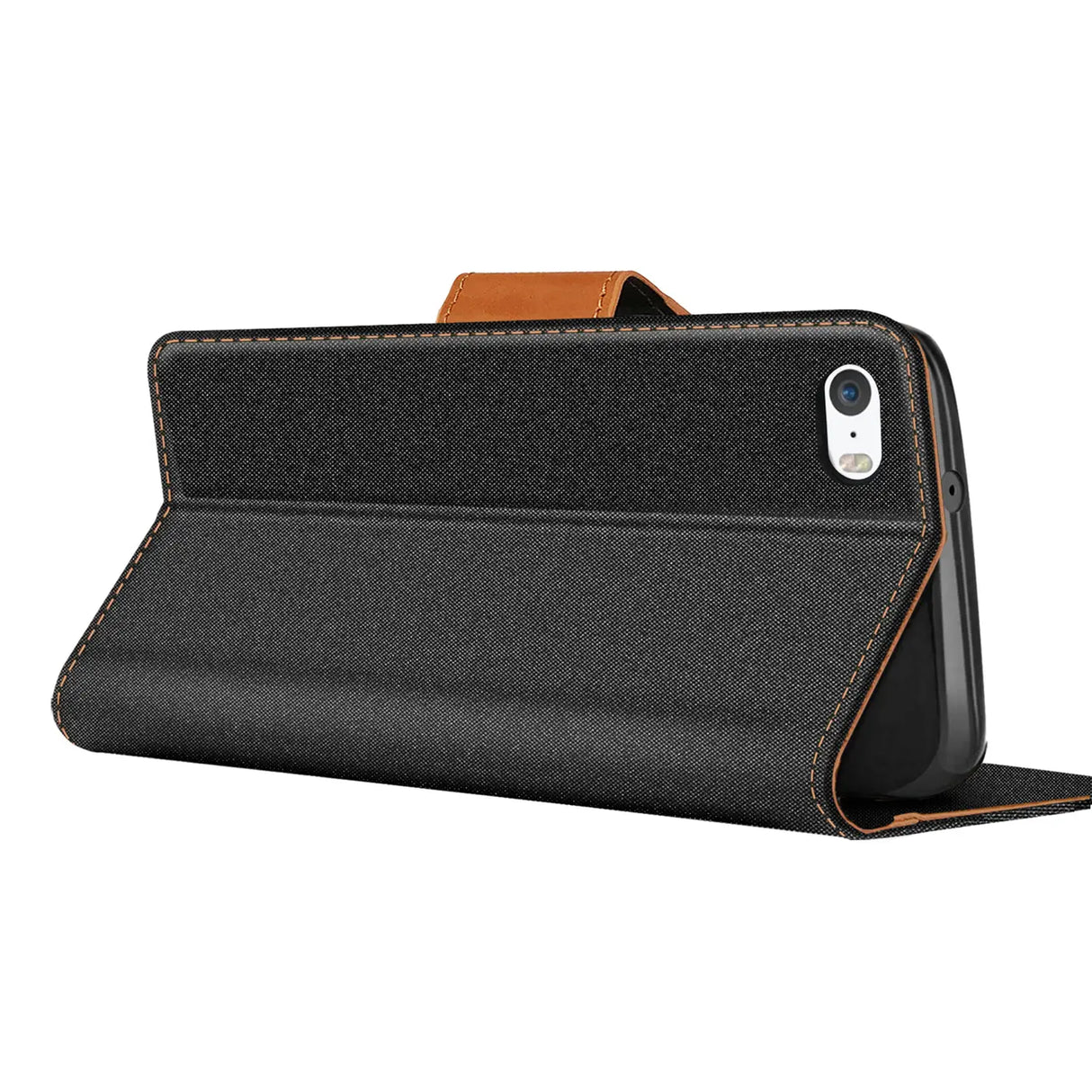 iPhone 5 / 5S / SE Klapphülle im Jeanslook mit Karten- und Geldfach