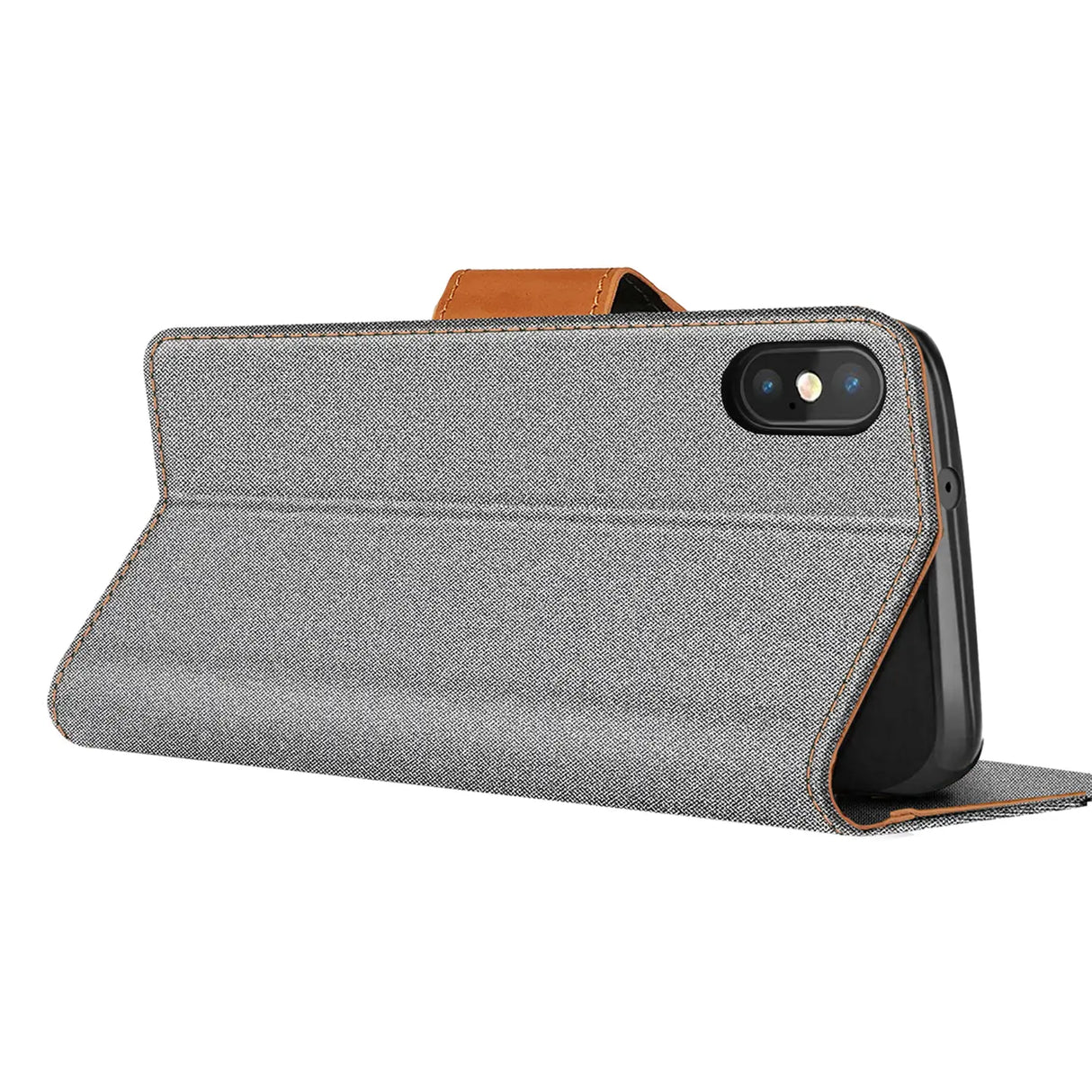 iPhone X / XS Klapphülle im Jeanslook mit Karten- und Geldfach