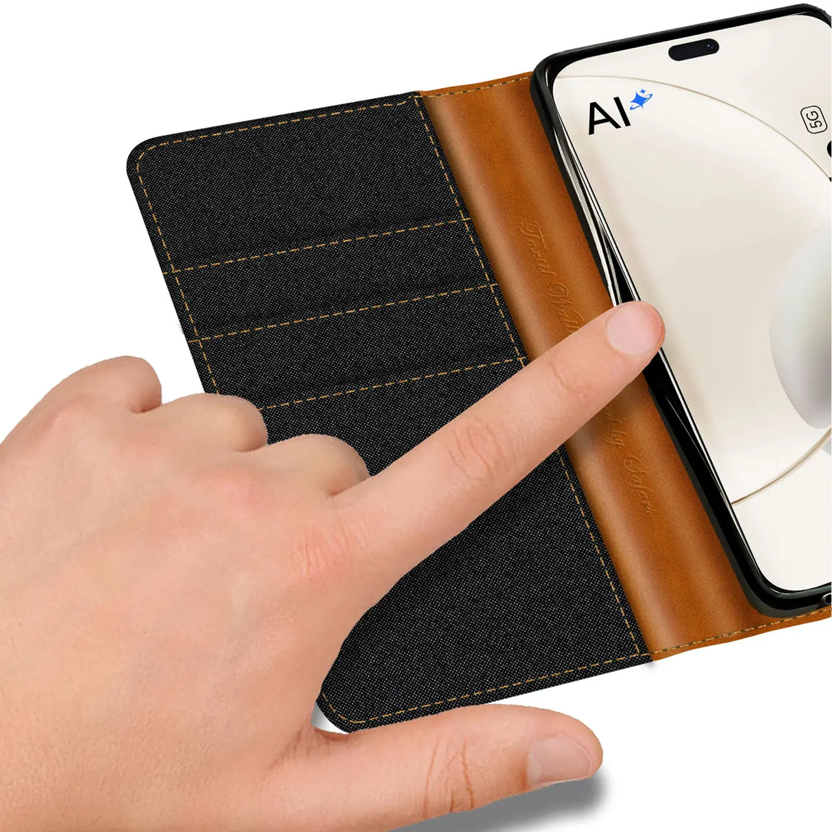 Honor 400 Lite Klapphülle im Jeanslook mit Karten- und Geldfach