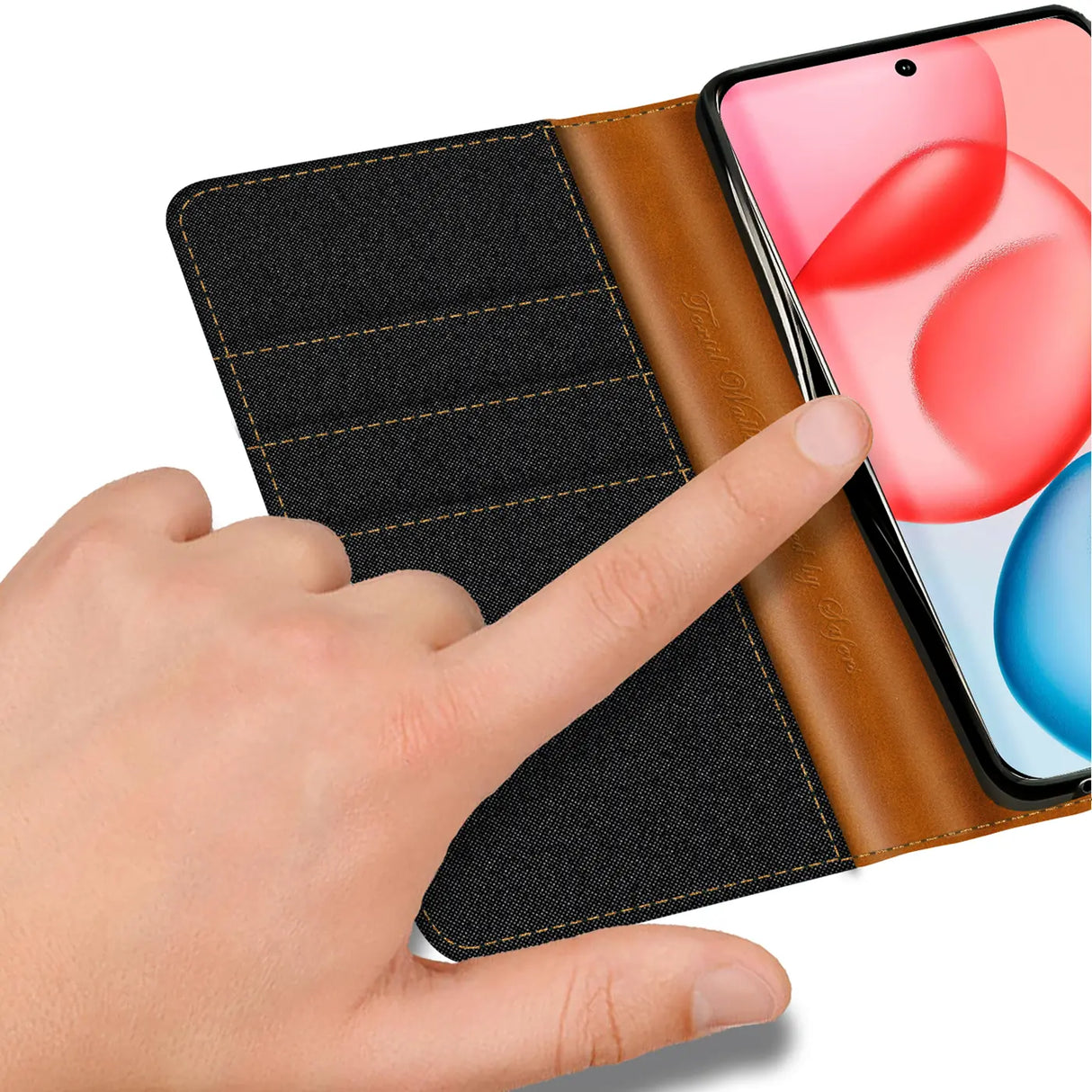 Honor 400 Klapphülle im Jeanslook mit Karten- und Geldfach