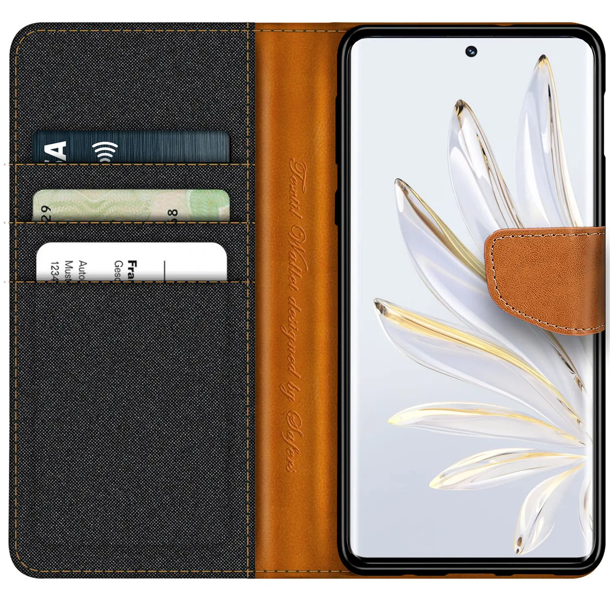 Honor 70 Klapphülle im Jeanslook mit Karten- und Geldfach