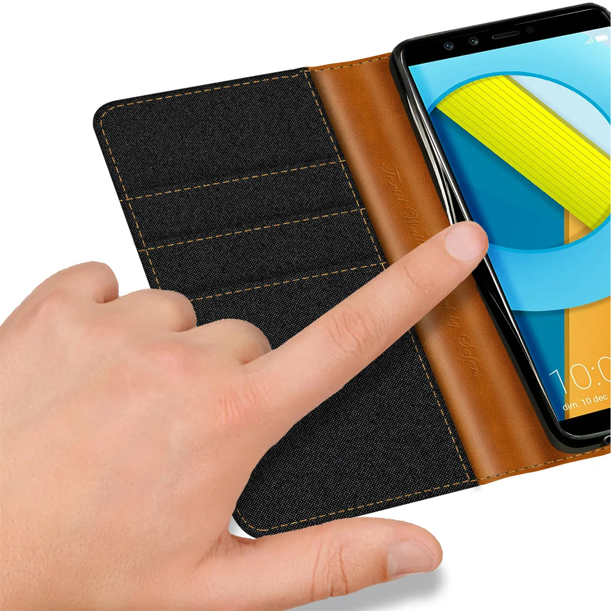 Honor 9 Lite Klapphülle im Jeanslook mit Karten- und Geldfach