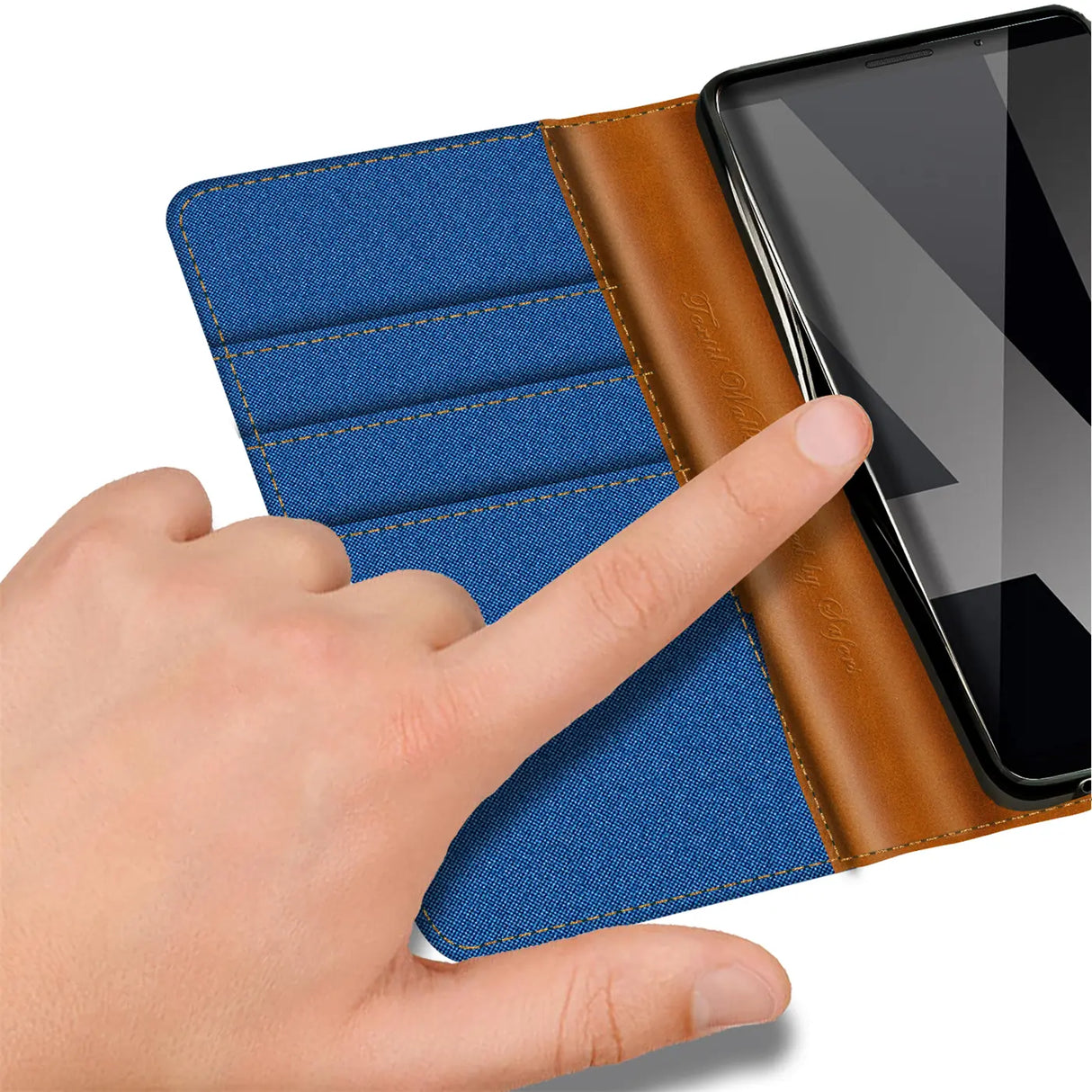 Huawei Mate 10 Pro Klapphülle im Jeanslook mit Karten- und Geldfach