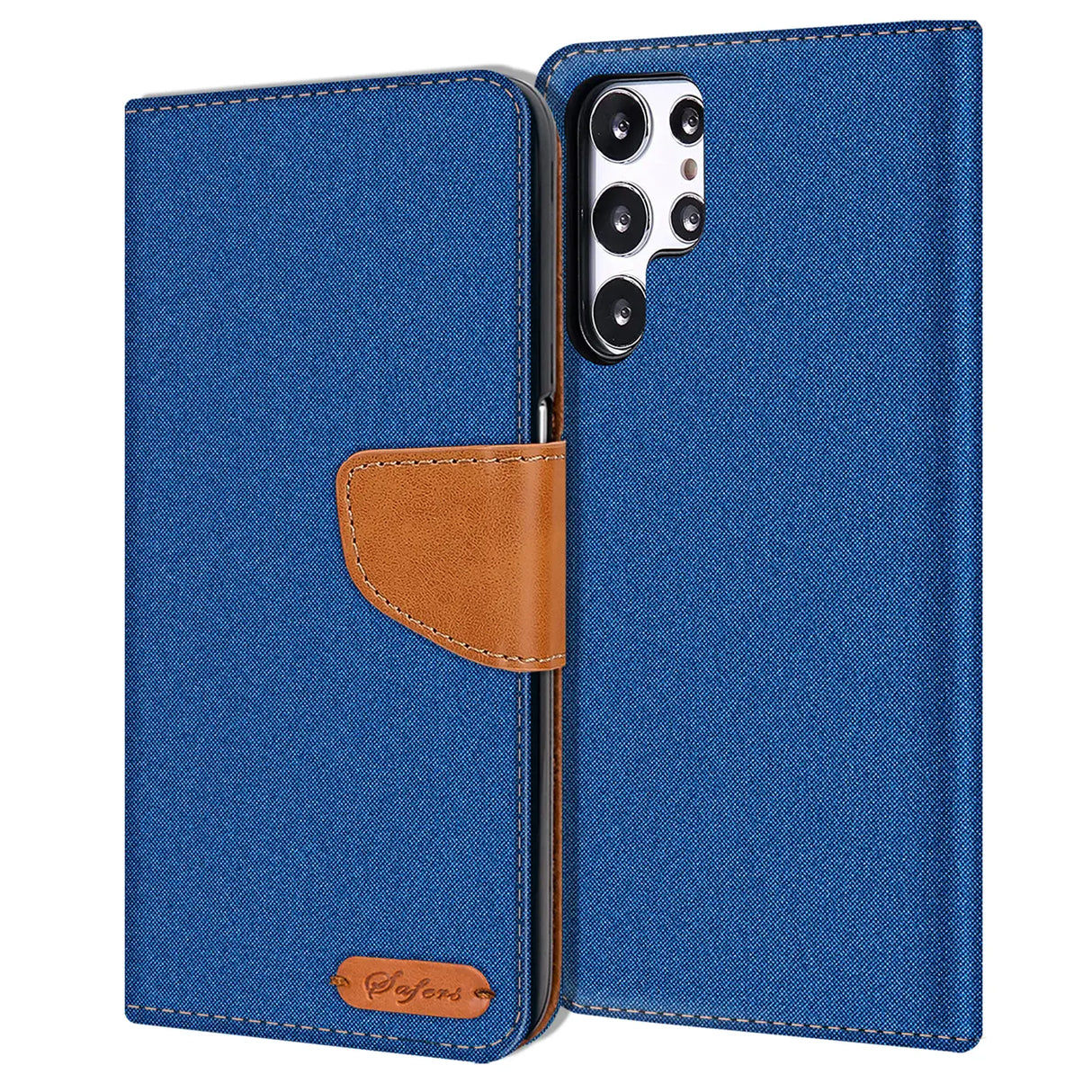 Samsung Galaxy S22 Ultra Klapphülle im Jeanslook mit Karten- und Geldfach