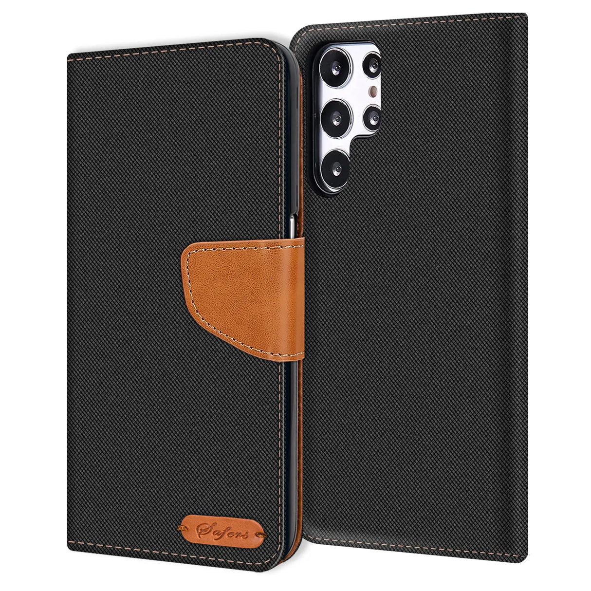 Samsung Galaxy S23 Ultra Klapphülle im Jeanslook mit Karten- und Geldfach