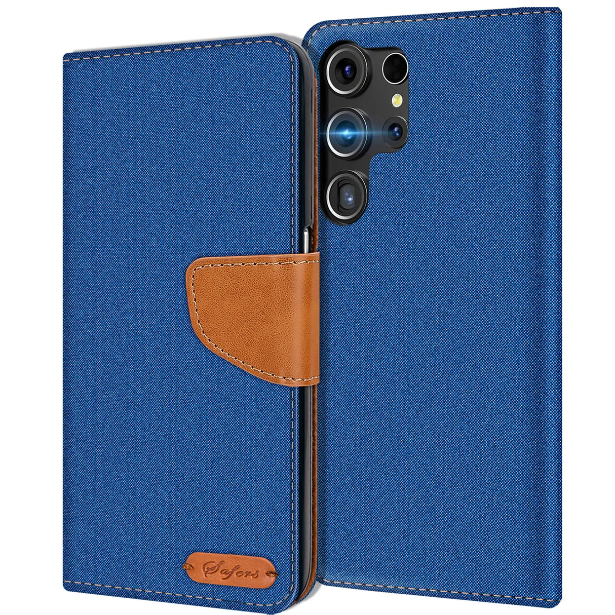 Samsung Galaxy S24 Ultra Klapphülle im Jeanslook mit Karten- und Geldfach