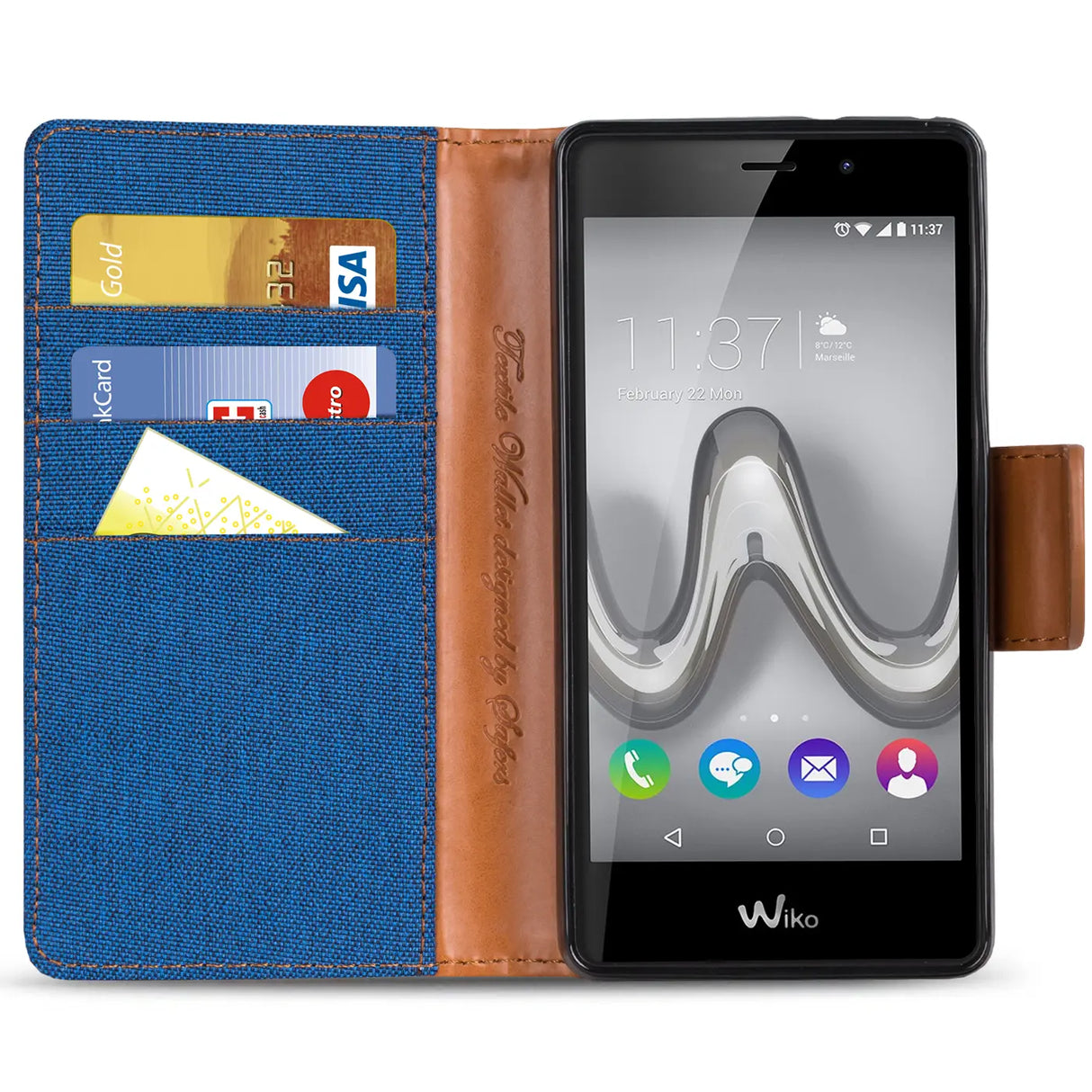 Wiko Tommy Klapphülle im Jeanslook mit Karten- und Geldfach