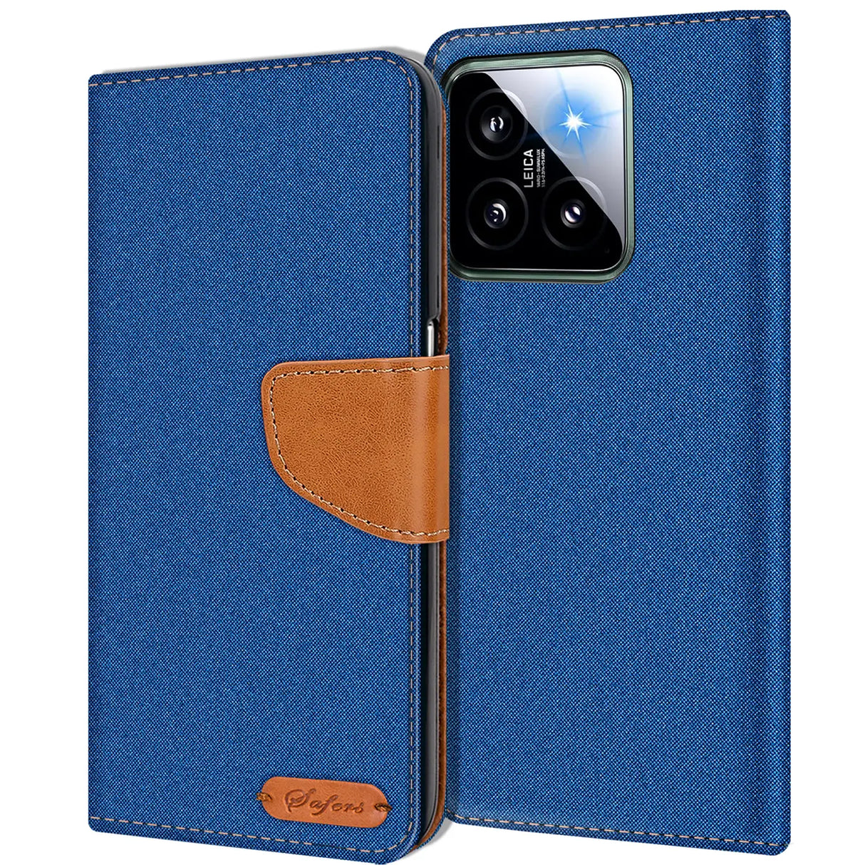 Xiaomi 14 Klapphülle im Jeanslook mit Karten- und Geldfach