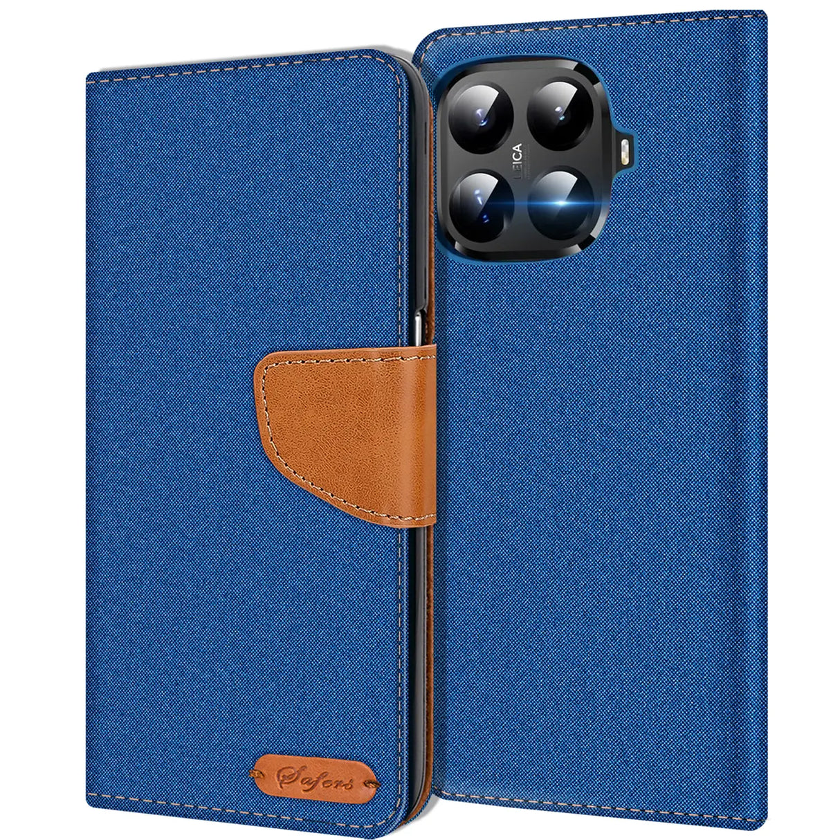 Xiaomi 15T Pro Klapphülle im Jeanslook mit Karten- und Geldfach