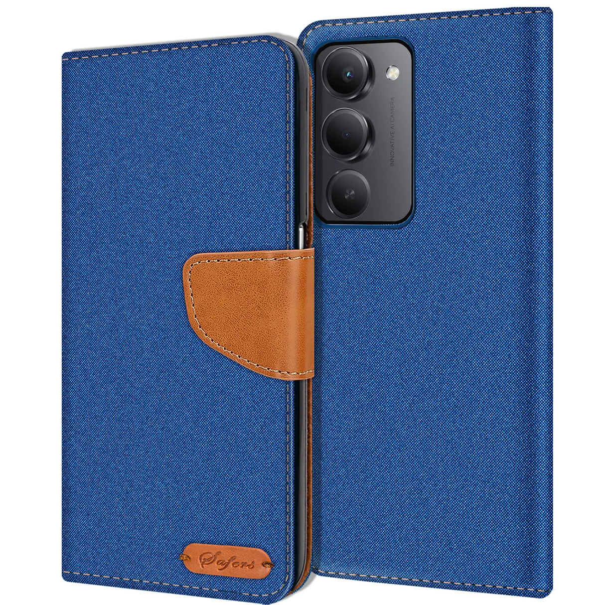 Xiaomi Redmi 15 4G/5G Klapphülle im Jeanslook mit Karten- und Geldfach