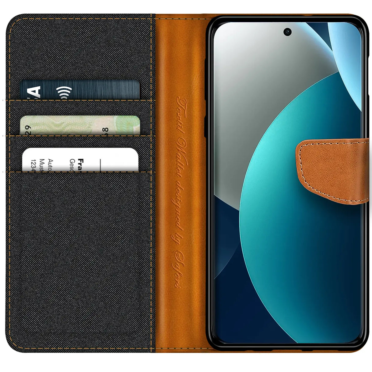 Xiaomi Redmi Note 15 Pro 4G Klapphülle im Jeanslook mit Karten- und Geldfach