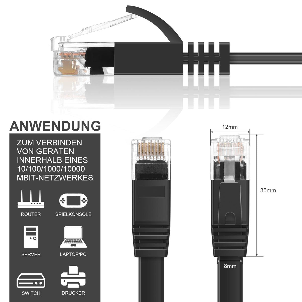 Patch FLAT Kabel Cat6 - PC-Flat-600A - 3M