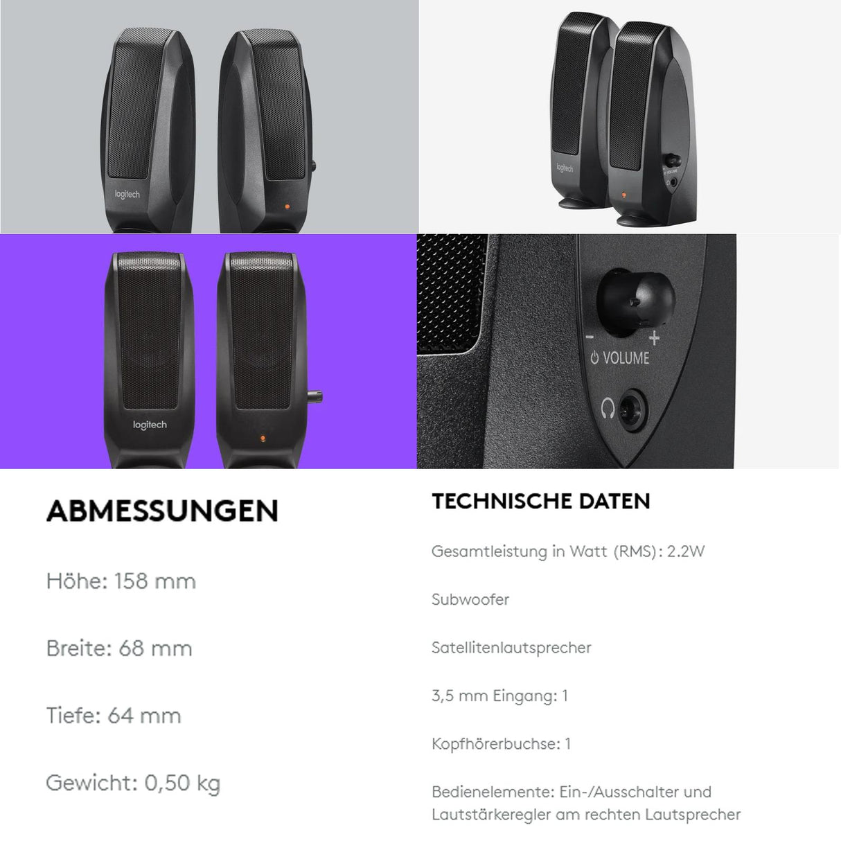 PC-Lautsprecher LOGITECH S120, 3.5mm, Stereo 2.0