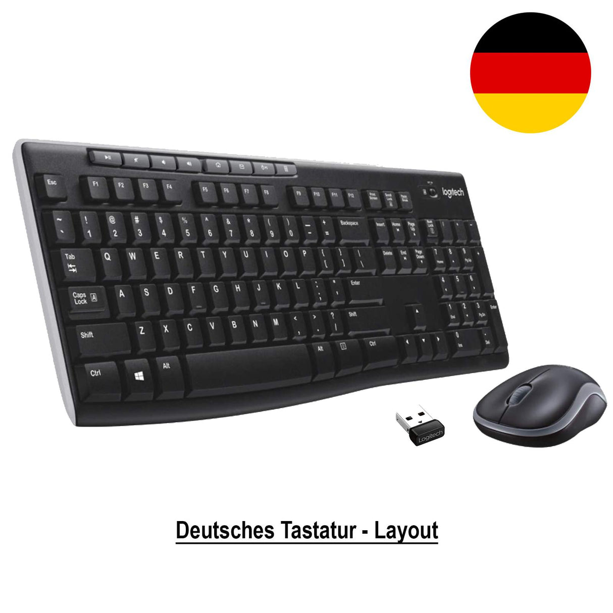 Logitech MK270 kabelloses Tastatur- und Maus-Set mit deutschem Layout