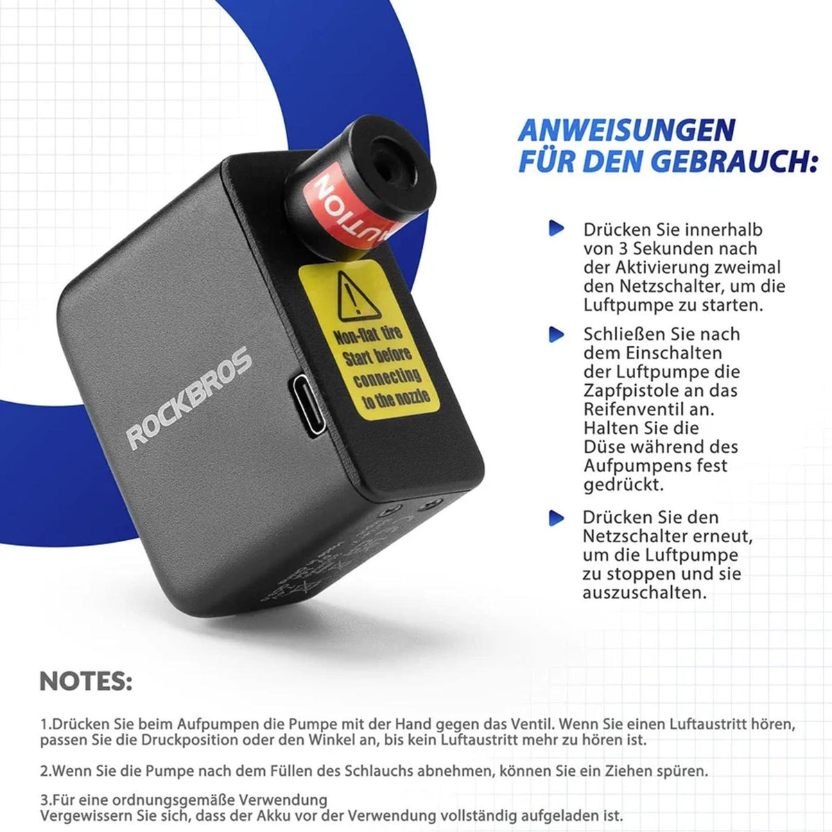 Rockbros Elektrische Mini Fahrradpumpe 100 PSI Default Title