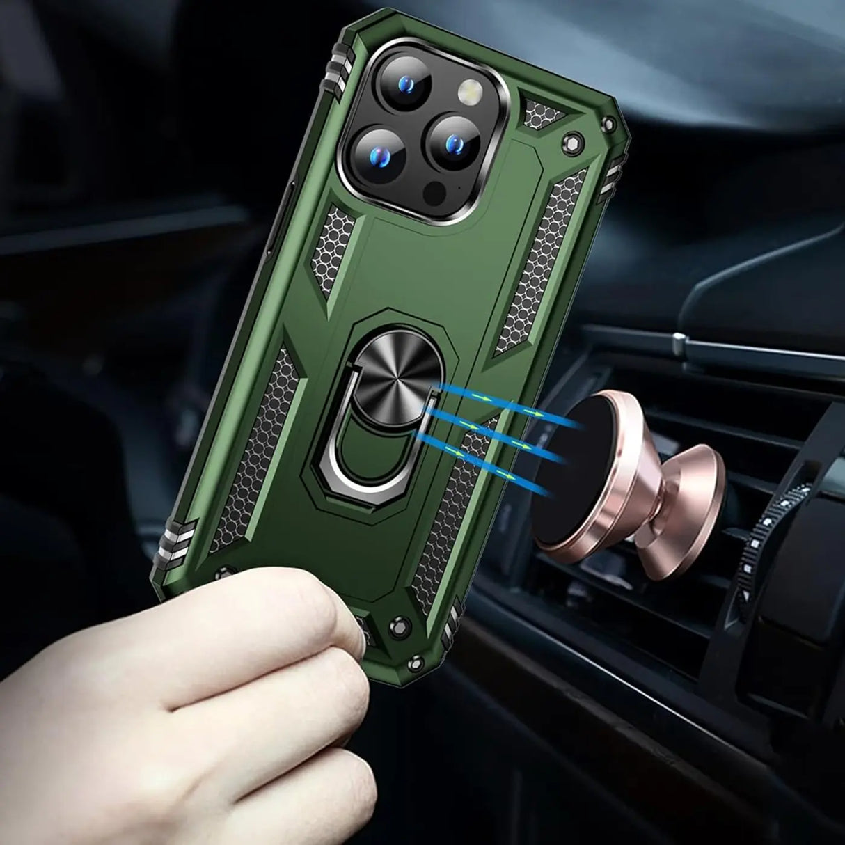 Härte getestete, stoßdämpfende Handyhülle für iPhone 15 Pro in Grün