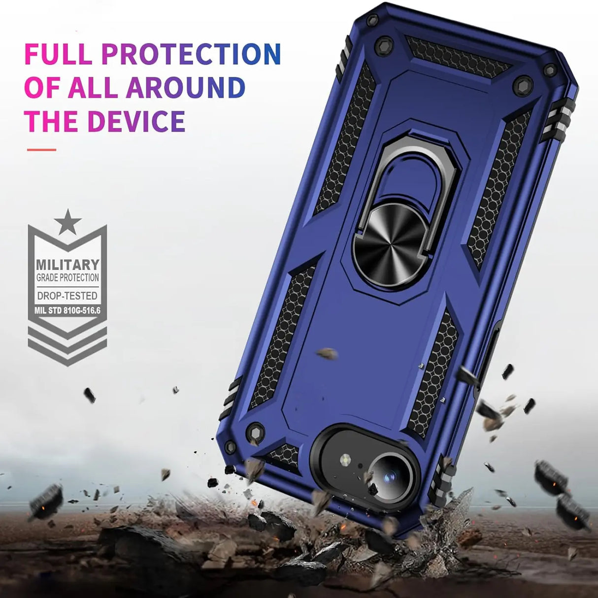 Härte getestete, stoßdämpfende Handyhülle für Apple iPhone 16e in Blau