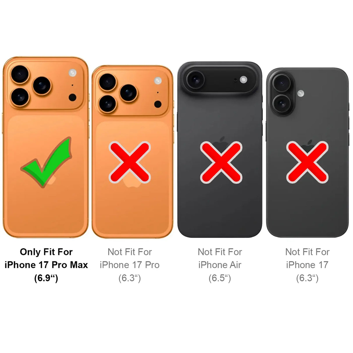 Härte getestete, stoßdämpfende Handyhülle für iPhone 17 Pro Max in Schwarz