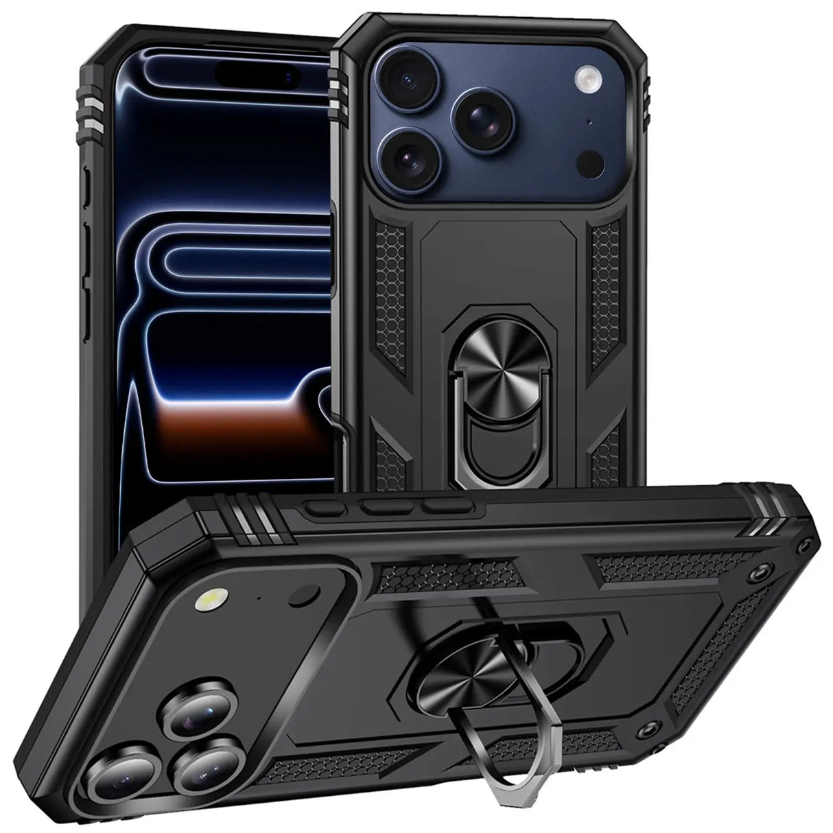 Härte getestete, stoßdämpfende Handyhülle für iPhone 17 Pro in Schwarz