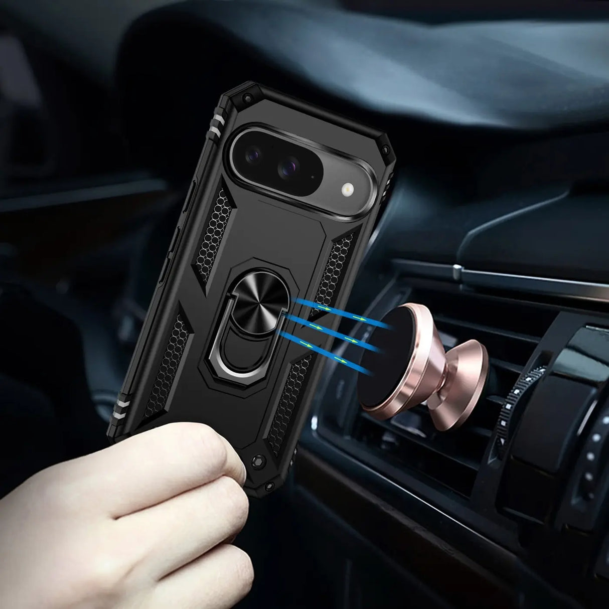 Härte getestete, stoßdämpfende Handyhülle für Google Pixel 10 in Schwarz