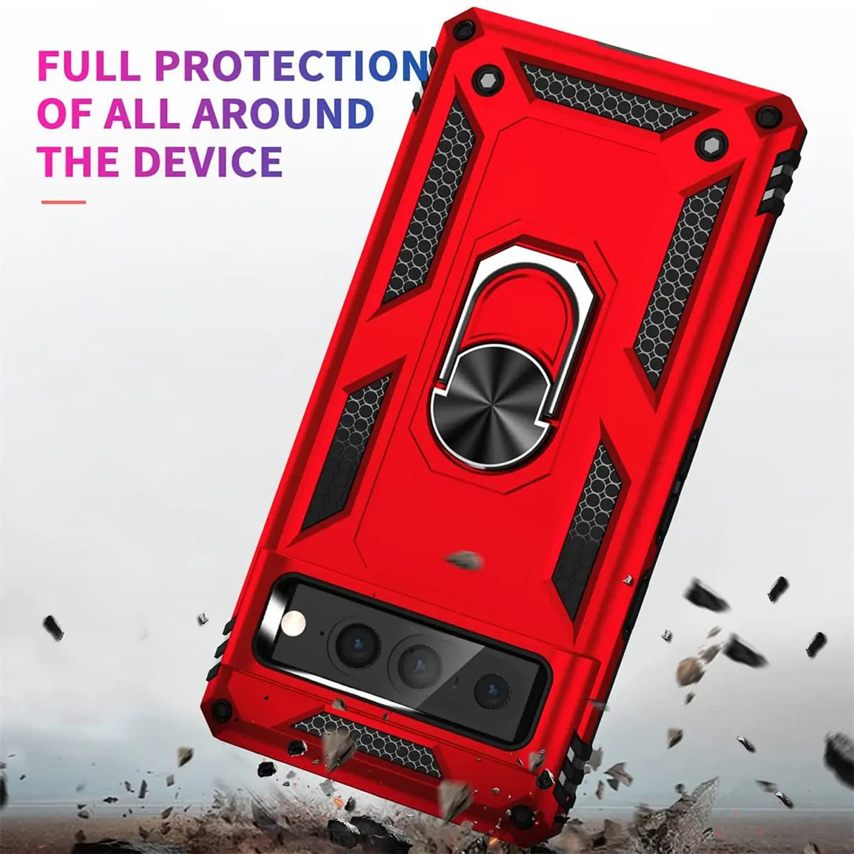 Härte getestete, stoßdämpfende Handyhülle für Google Pixel 7 Pro in Rot