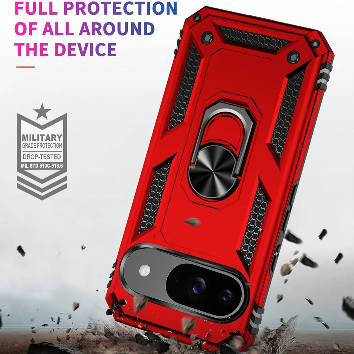 Härte getestete, stoßdämpfende Handyhülle für Google Pixel 9 in Rot