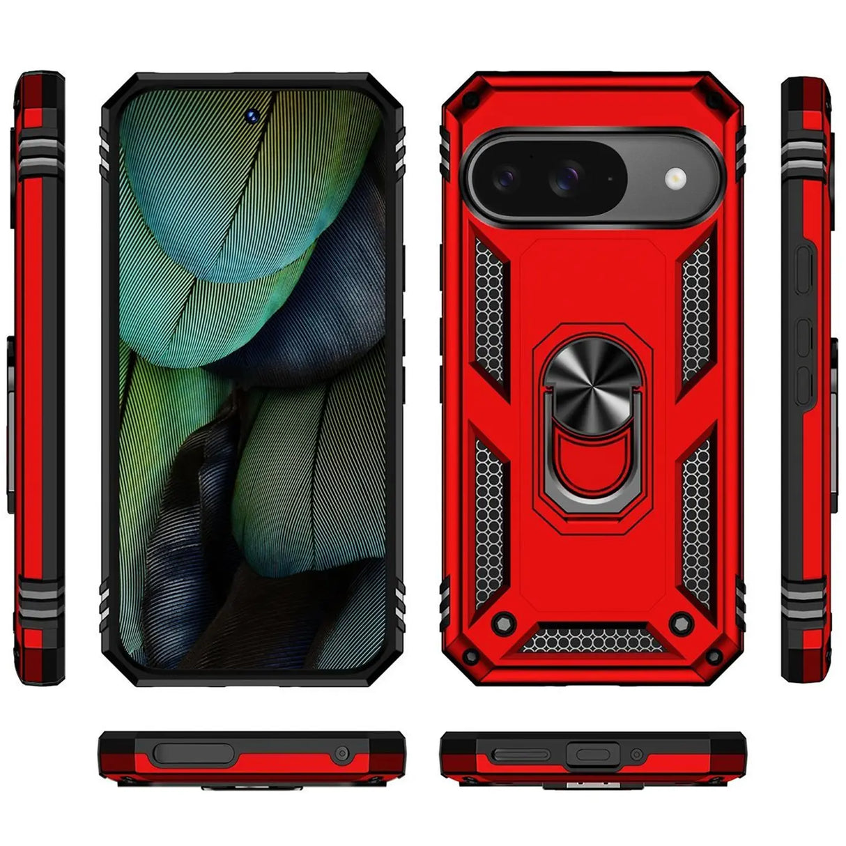 Härte getestete, stoßdämpfende Handyhülle für Google Pixel 9 in Rot