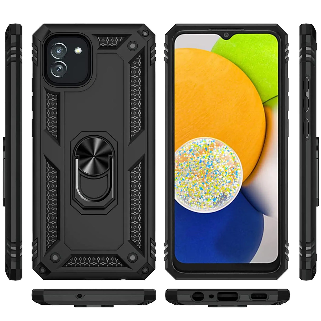 Härte getestete, stoßdämpfende Handyhülle für Samsung Galaxy A03 in Schwarz