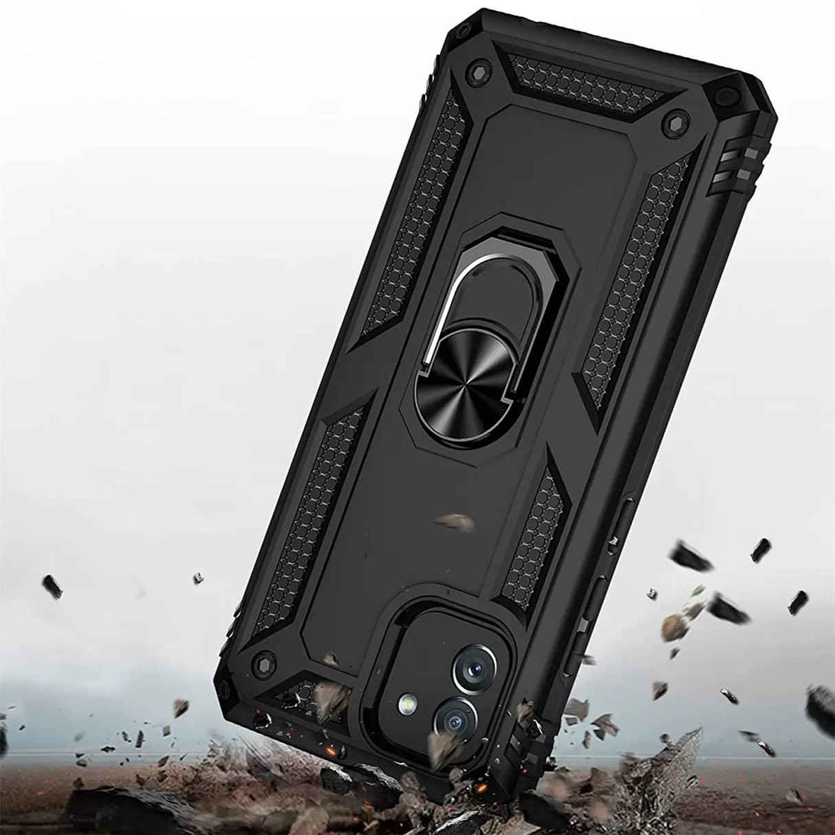 Härte getestete, stoßdämpfende Handyhülle für Samsung Galaxy A03 in Schwarz