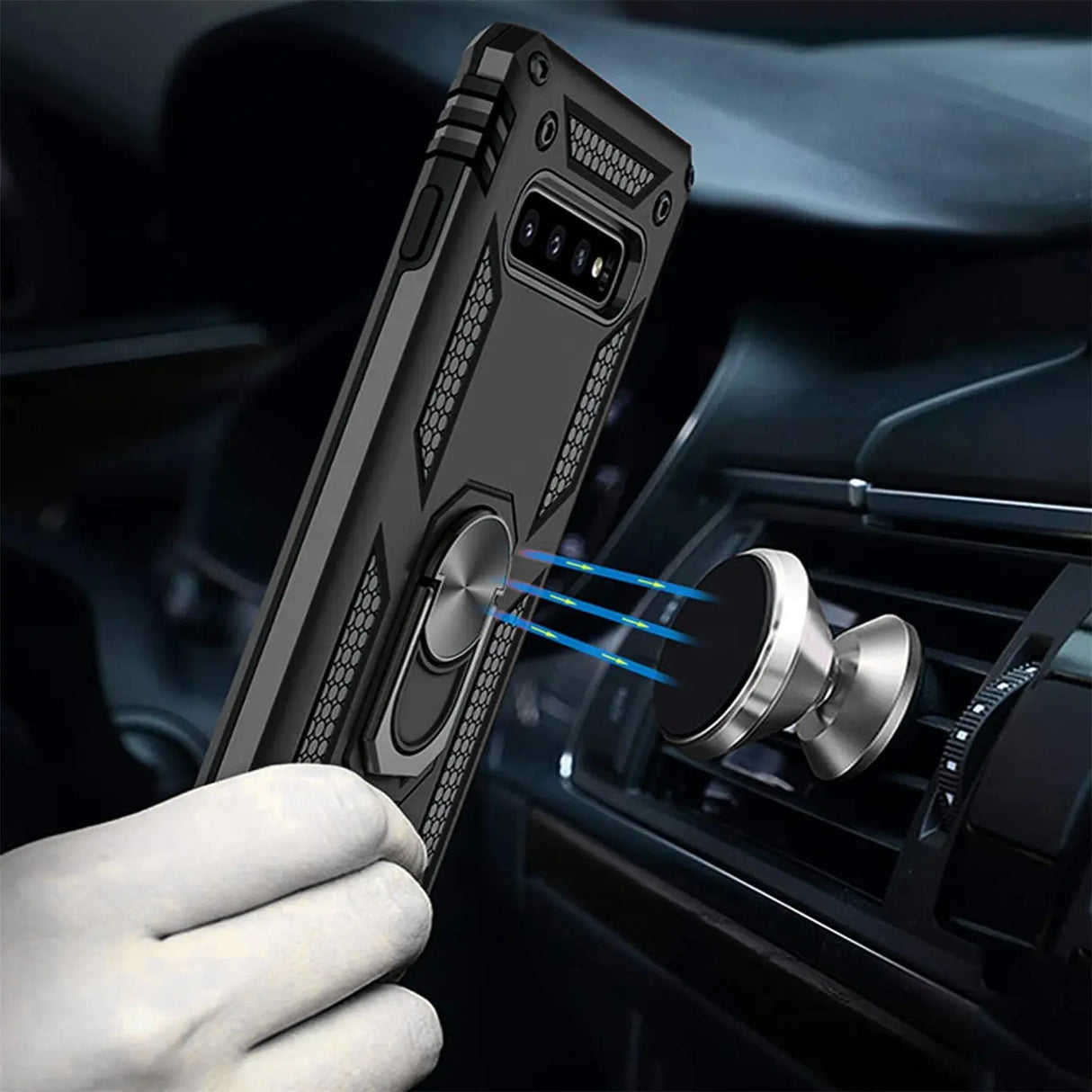 Härte getestete, stoßdämpfende Handyhülle für Samsung Galaxy S10e in Schwarz