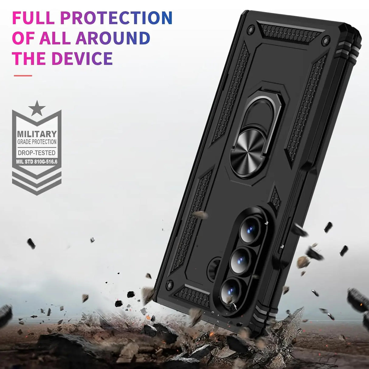 Härte getestete, stoßdämpfende Handyhülle für Samsung Galaxy Z FOLD 7 in Schwarz