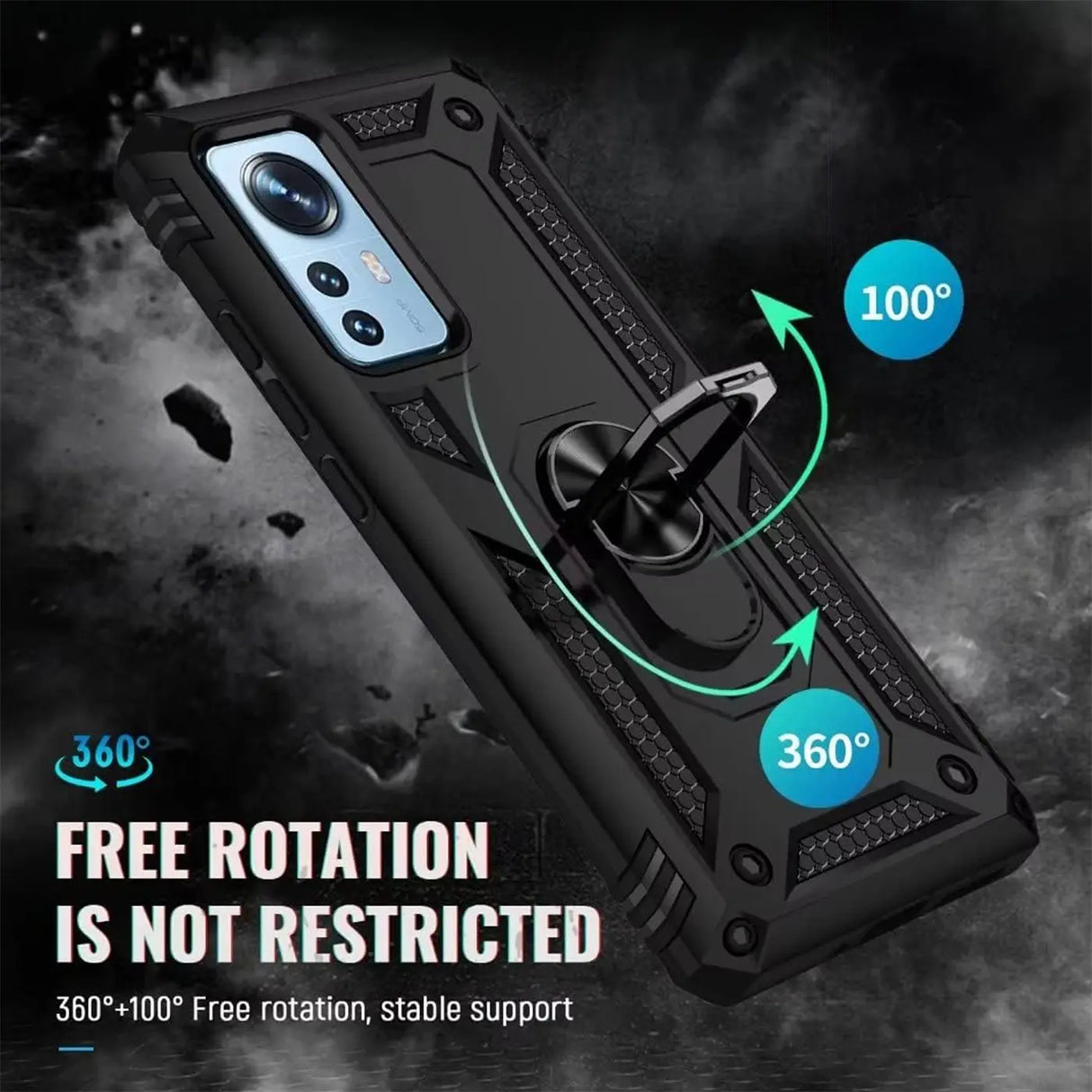 Härte getestete, stoßdämpfende Handyhülle für Xiaomi 12 / 12X in Schwarz