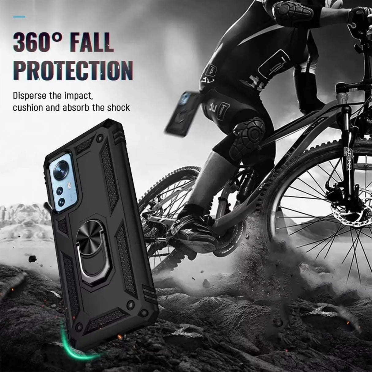 Härte getestete, stoßdämpfende Handyhülle für Xiaomi 12T / 12T Pro in Schwarz