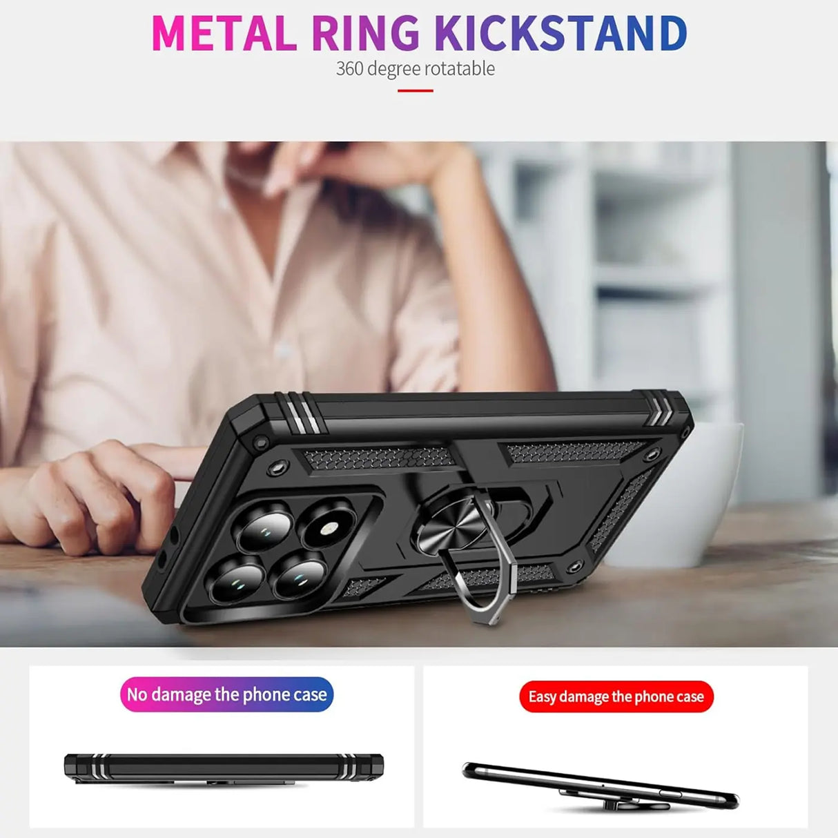 Härte getestete, stoßdämpfende Handyhülle für Xiaomi 14T Pro in Schwarz