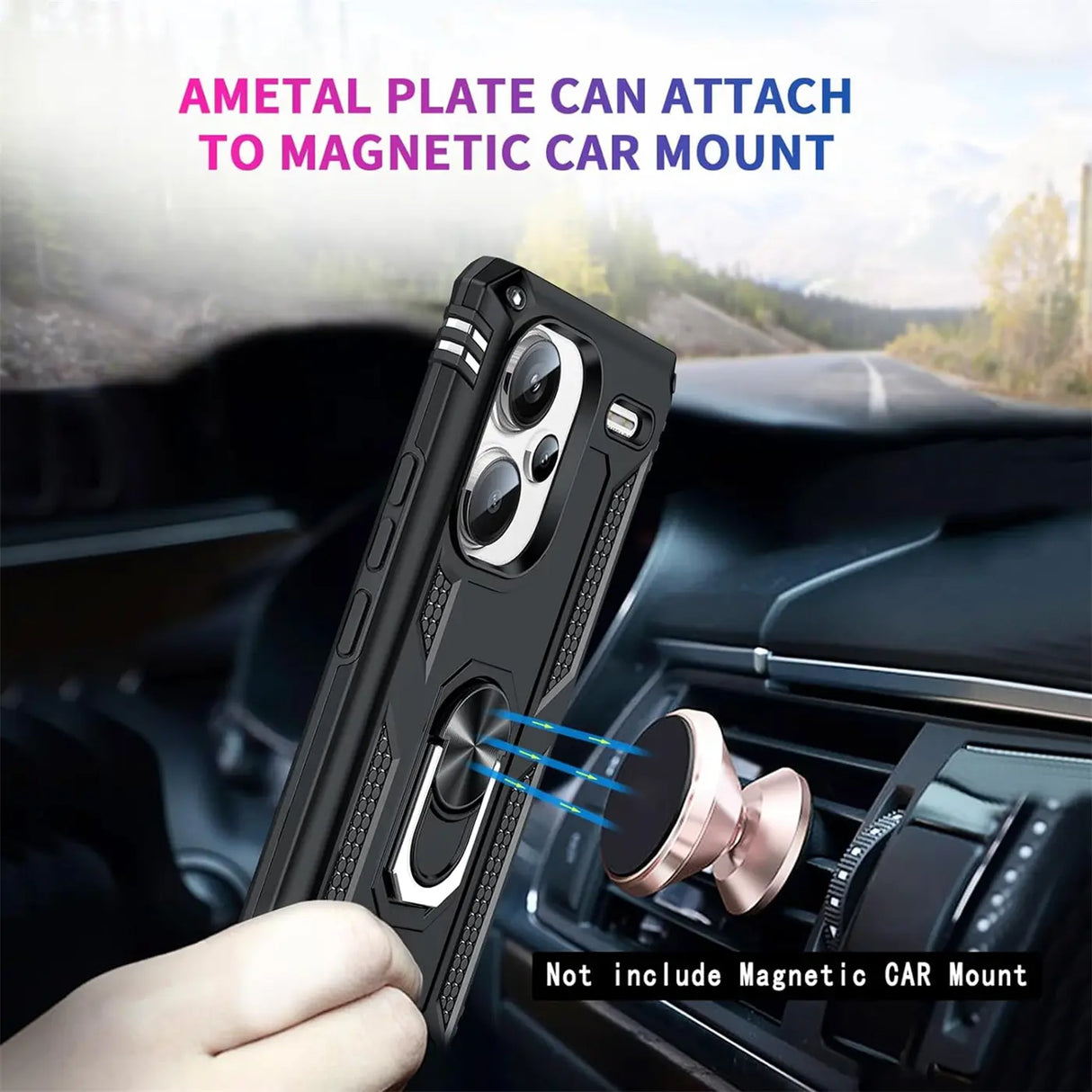 Härte getestete, stoßdämpfende Handyhülle für Xiaomi Redmi Note 13 Pro+ 5G in Schwarz