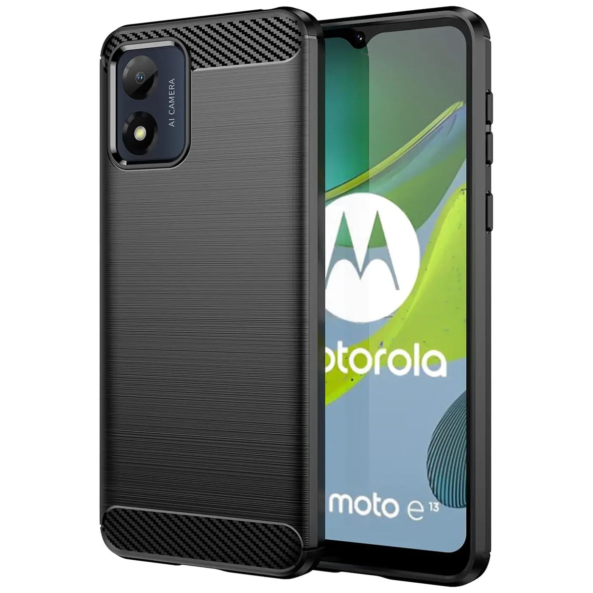 Stylische und elegante Handyhülle für Motorola Moto E13 in Carbonoptik