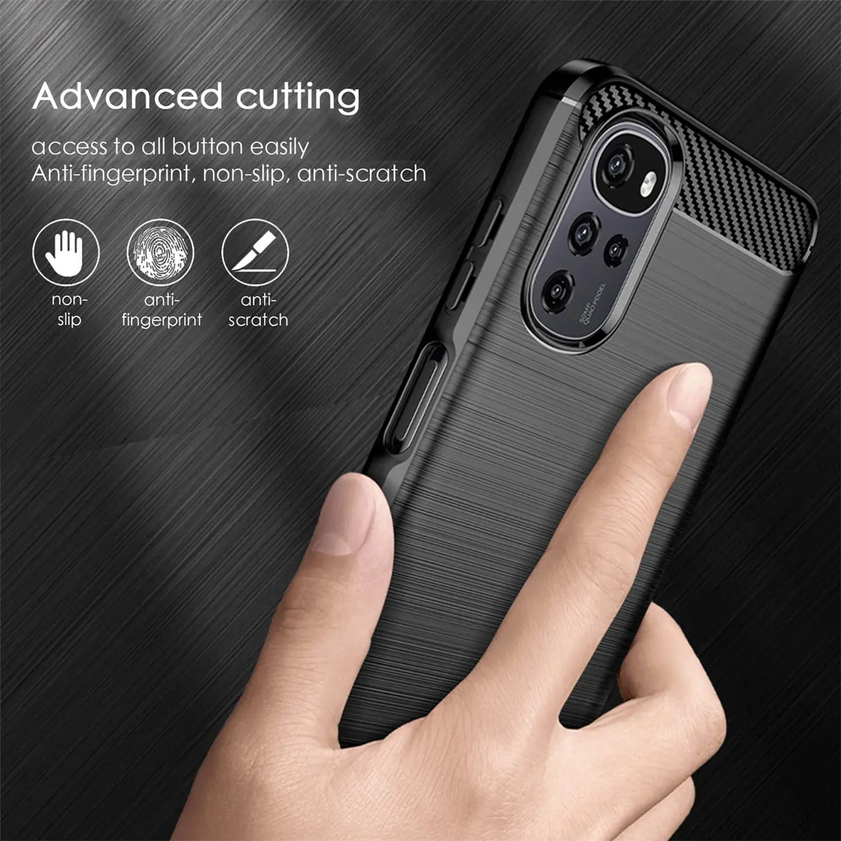 Stylische und elegante Handyhülle für Motorola Moto G22 in Carbonoptik